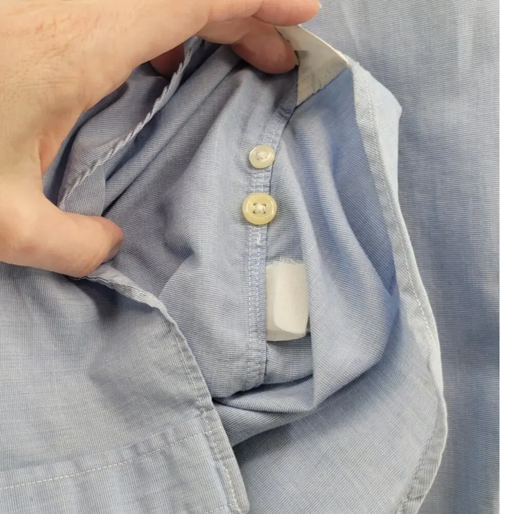 J Crew 2 Ply Cotton Dress Shirt Blue Mens L Classic Business Preppy Timeless